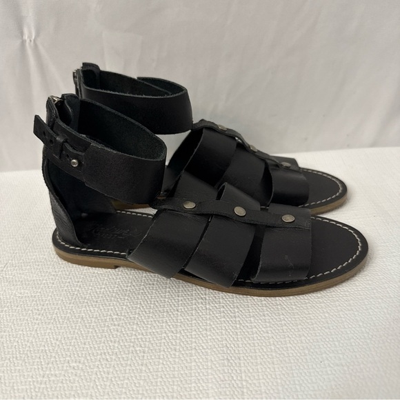 Madewell Rowan Gladiator Sandal Black Leather Women Size 7 - Picture 2 of 8